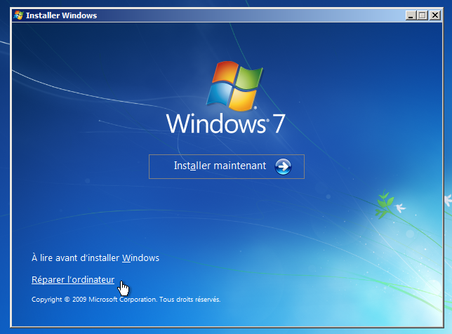 Windows 7 ne démarre plus : Réparation du Master Boot Record
