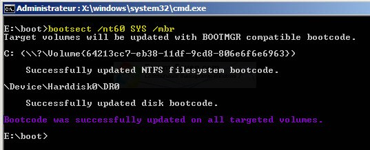 Windows 7 ne démarre plus : Réparation du Master Boot Record