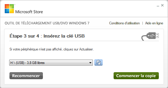 Installer Windows 7 depuis une clé USB